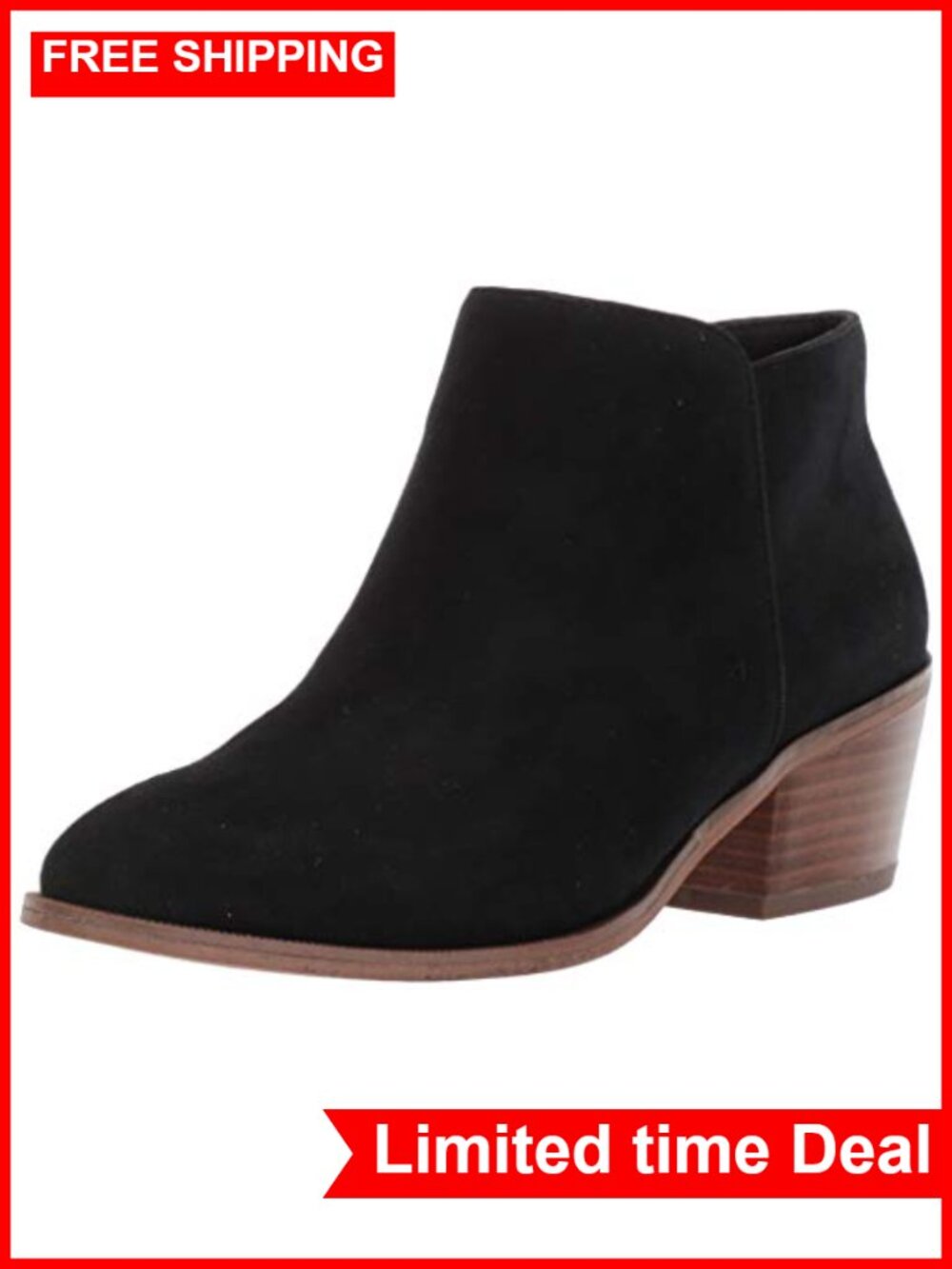 Women's Low Heel Ankle Boots Faux Suede Side Zipper Booties